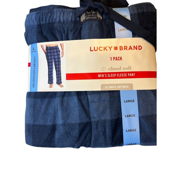 Lucky Brand Mens Sleep Fleece Pants Blue Plaid Large Cloud Soft Ultimate Softnes - Picture 1 of 1